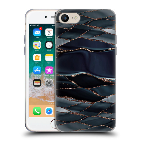 UtArt Dark Night Marble Waves Soft Gel Case for Apple iPhone 7 / 8 / SE 2020 & 2022