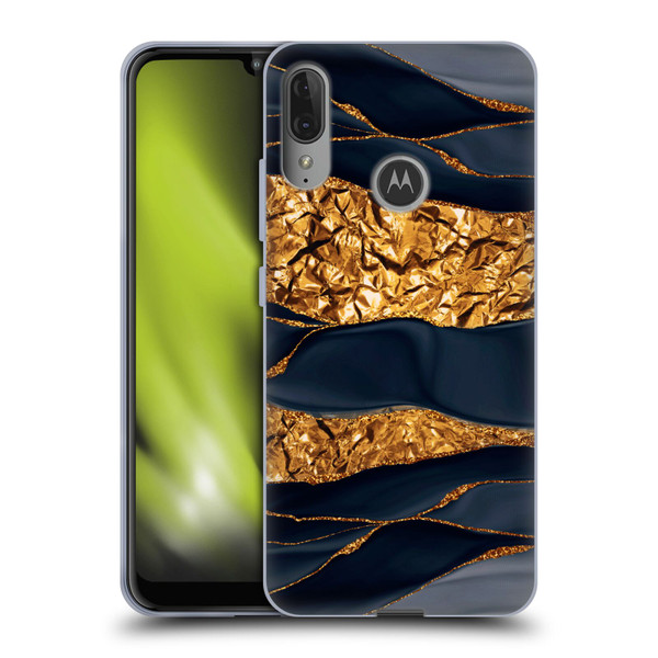 UtArt Dark Night Marble Gold Foil And Ink Soft Gel Case for Motorola Moto E6 Plus