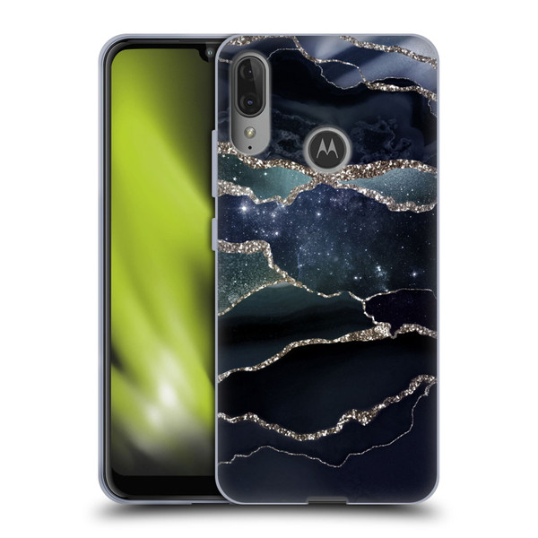 UtArt Dark Night Marble Silver Midnight Sky Soft Gel Case for Motorola Moto E6 Plus