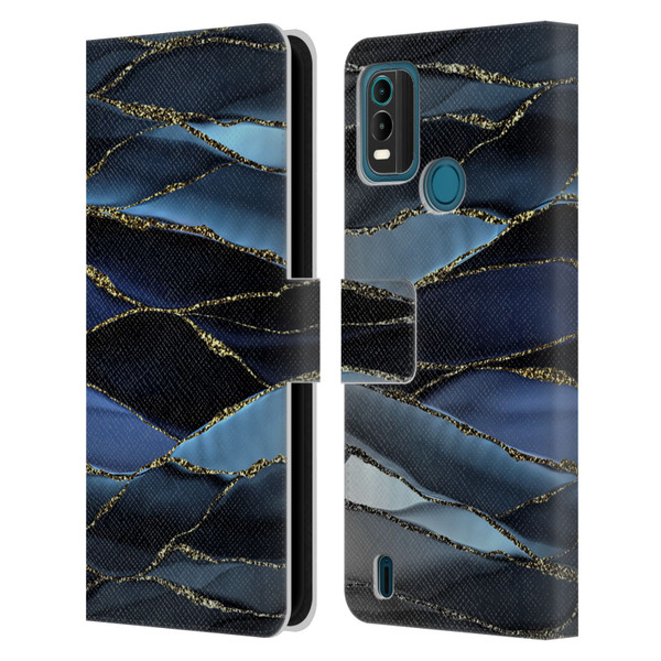 UtArt Dark Night Marble Deep Sparkle Waves Leather Book Wallet Case Cover For Nokia G11 Plus