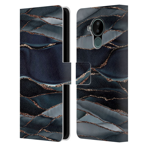 UtArt Dark Night Marble Waves Leather Book Wallet Case Cover For Nokia C30