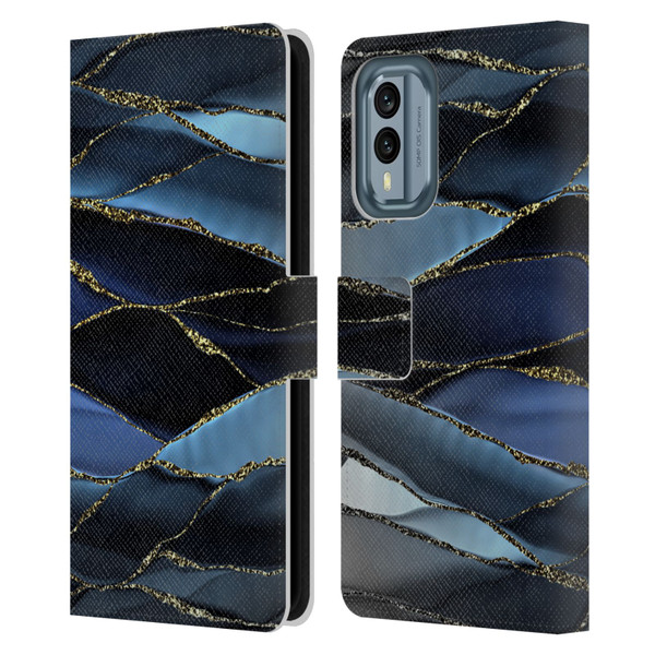 UtArt Dark Night Marble Deep Sparkle Waves Leather Book Wallet Case Cover For Nokia X30