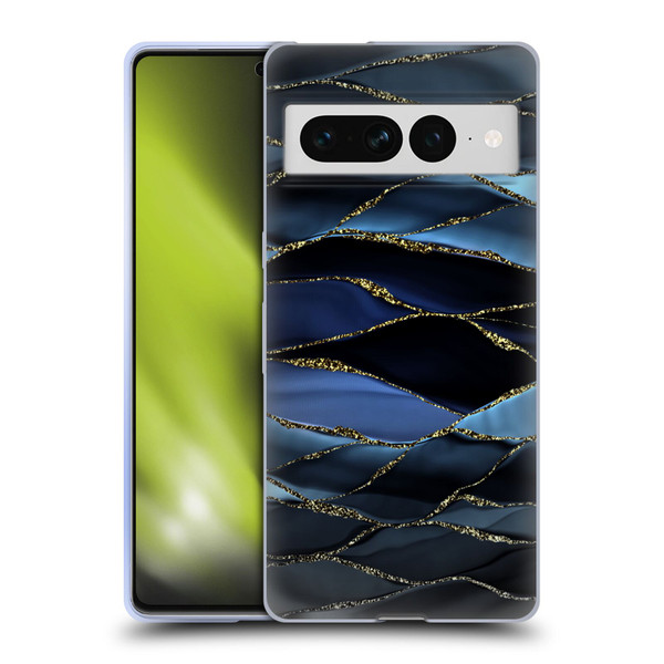 UtArt Dark Night Marble Deep Sparkle Waves Soft Gel Case for Google Pixel 7 Pro