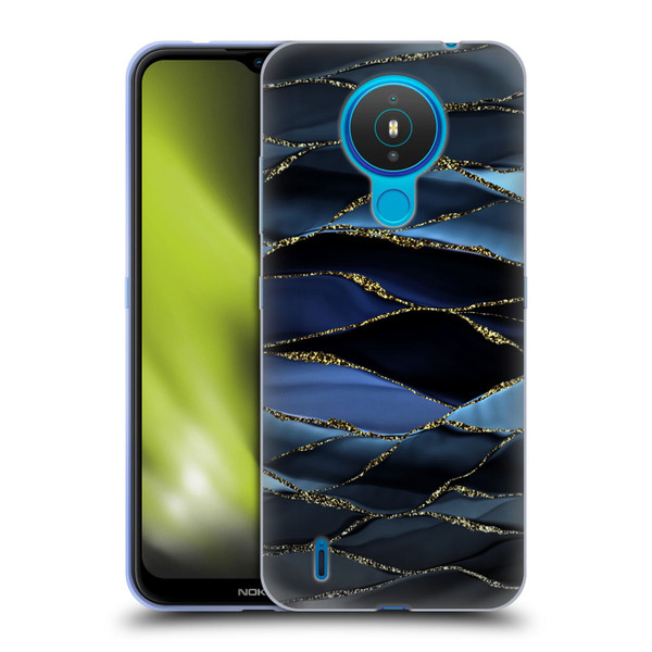 UtArt Dark Night Marble Deep Sparkle Waves Soft Gel Case for Nokia 1.4