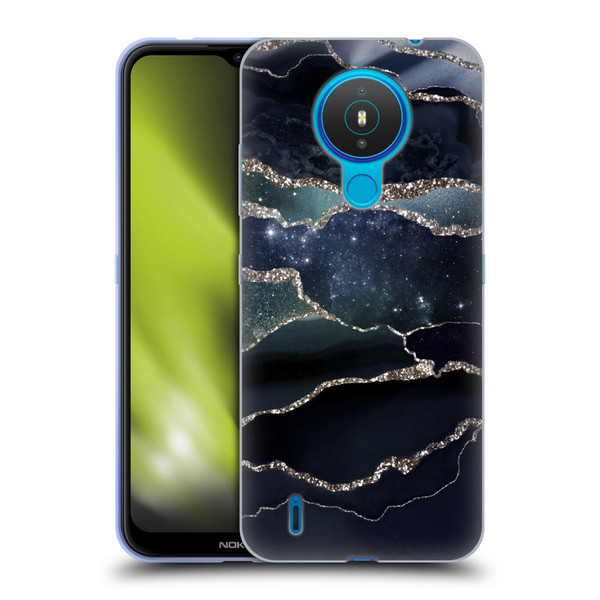 UtArt Dark Night Marble Silver Midnight Sky Soft Gel Case for Nokia 1.4