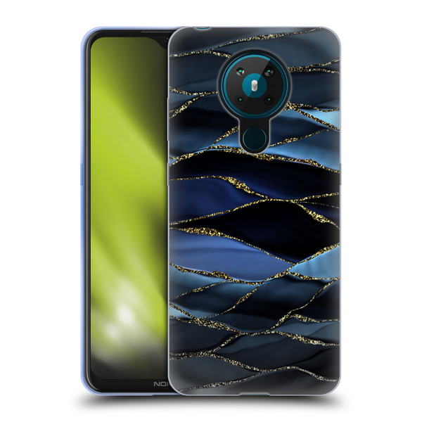 UtArt Dark Night Marble Deep Sparkle Waves Soft Gel Case for Nokia 5.3