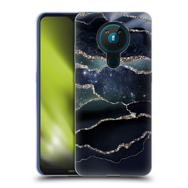 UtArt Dark Night Marble Silver Midnight Sky Soft Gel Case for Nokia 5.3