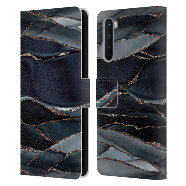 UtArt Dark Night Marble Waves Leather Book Wallet Case Cover For OnePlus Nord 5G