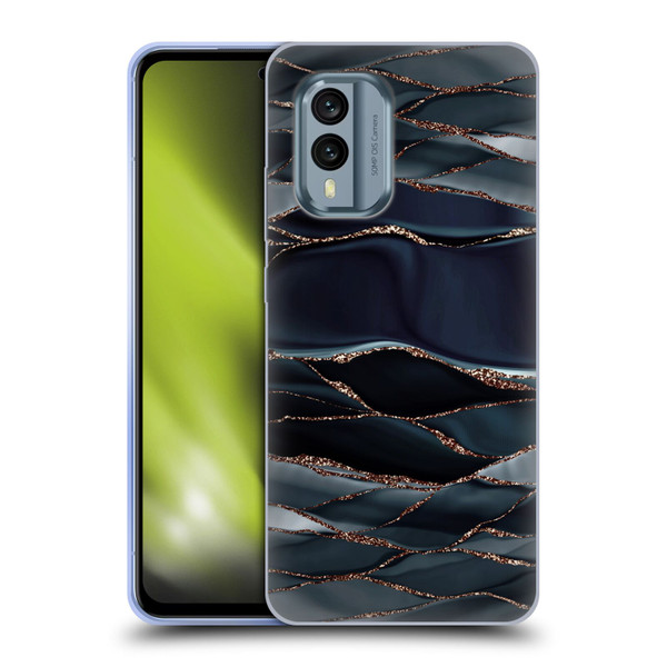 UtArt Dark Night Marble Waves Soft Gel Case for Nokia X30