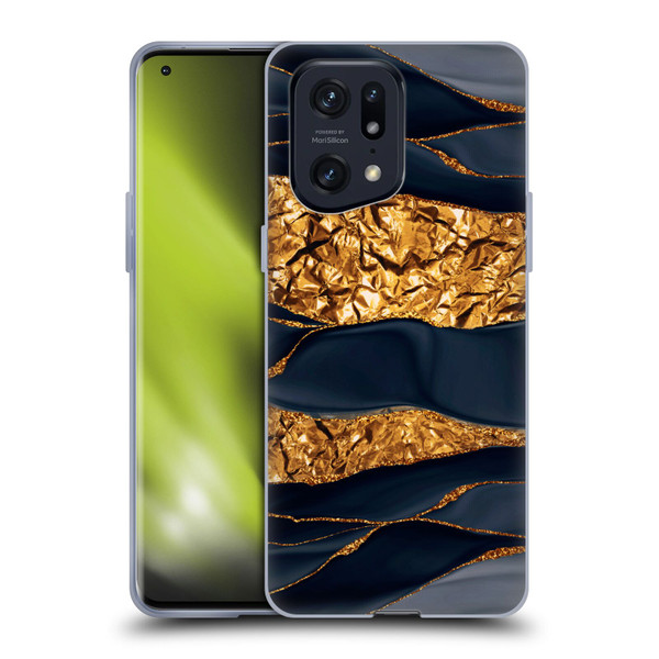 UtArt Dark Night Marble Gold Foil And Ink Soft Gel Case for OPPO Find X5 Pro