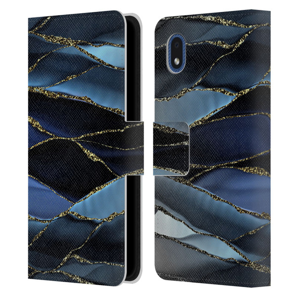UtArt Dark Night Marble Deep Sparkle Waves Leather Book Wallet Case Cover For Samsung Galaxy A01 Core (2020)