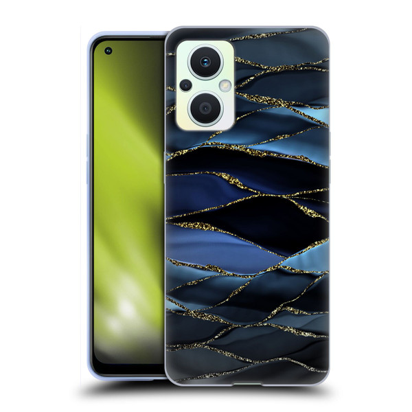 UtArt Dark Night Marble Deep Sparkle Waves Soft Gel Case for OPPO Reno8 Lite