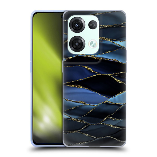 UtArt Dark Night Marble Deep Sparkle Waves Soft Gel Case for OPPO Reno8 Pro