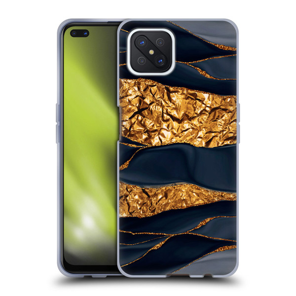 UtArt Dark Night Marble Gold Foil And Ink Soft Gel Case for OPPO Reno4 Z 5G