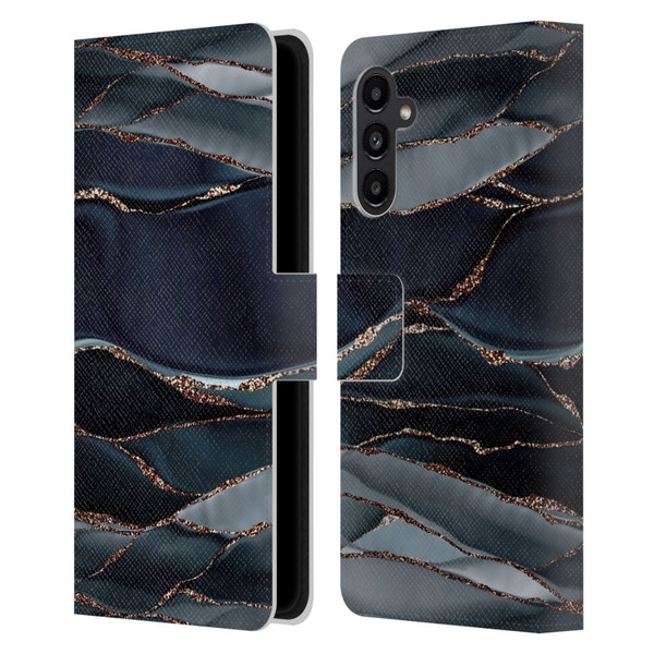 UtArt Dark Night Marble Waves Leather Book Wallet Case Cover For Samsung Galaxy A13 5G (2021)