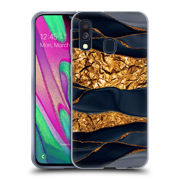 UtArt Dark Night Marble Gold Foil And Ink Soft Gel Case for Samsung Galaxy A40 (2019)