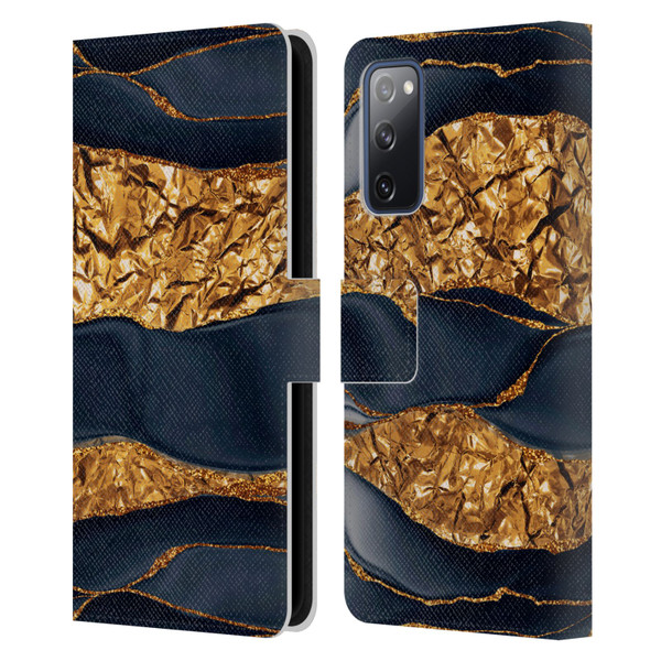UtArt Dark Night Marble Gold Foil And Ink Leather Book Wallet Case Cover For Samsung Galaxy S20 FE / 5G