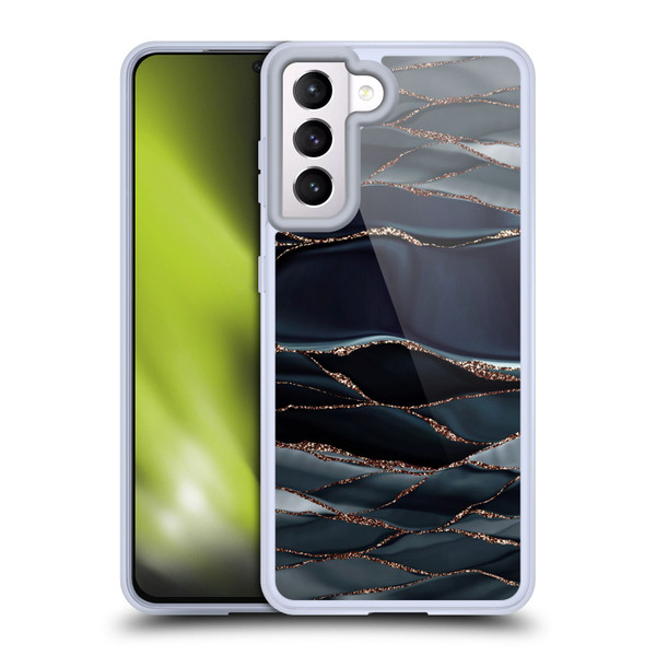 UtArt Dark Night Marble Waves Soft Gel Case for Samsung Galaxy S21 5G