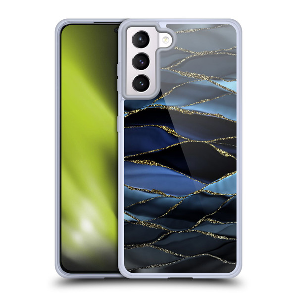 UtArt Dark Night Marble Deep Sparkle Waves Soft Gel Case for Samsung Galaxy S21+ 5G