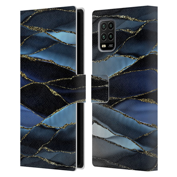 UtArt Dark Night Marble Deep Sparkle Waves Leather Book Wallet Case Cover For Xiaomi Mi 10 Lite 5G