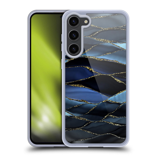UtArt Dark Night Marble Deep Sparkle Waves Soft Gel Case for Samsung Galaxy S23+ 5G