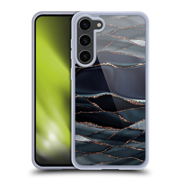 UtArt Dark Night Marble Waves Soft Gel Case for Samsung Galaxy S23+ 5G