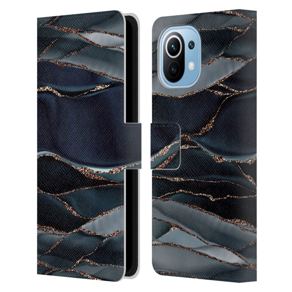 UtArt Dark Night Marble Waves Leather Book Wallet Case Cover For Xiaomi Mi 11
