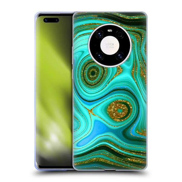 UtArt Malachite Emerald Liquid Gem Soft Gel Case for Huawei Mate 40 Pro 5G