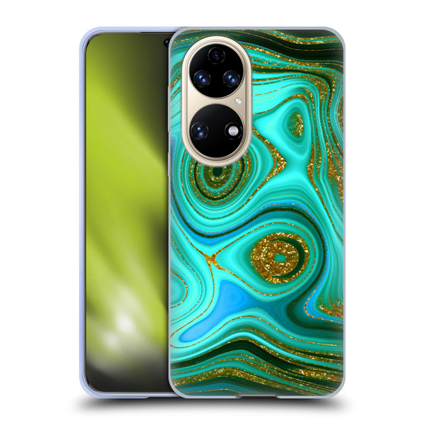 UtArt Malachite Emerald Liquid Gem Soft Gel Case for Huawei P50