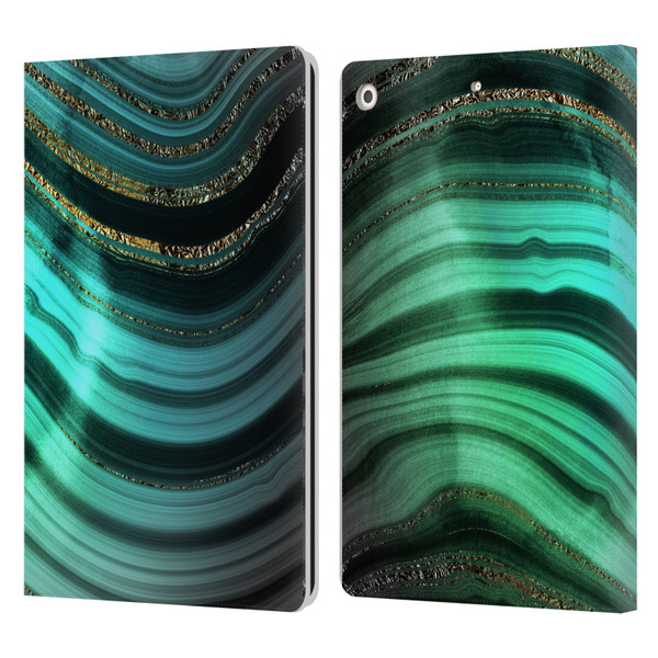 UtArt Malachite Emerald Glitter Gradient Leather Book Wallet Case Cover For Apple iPad 10.2 2019/2020/2021