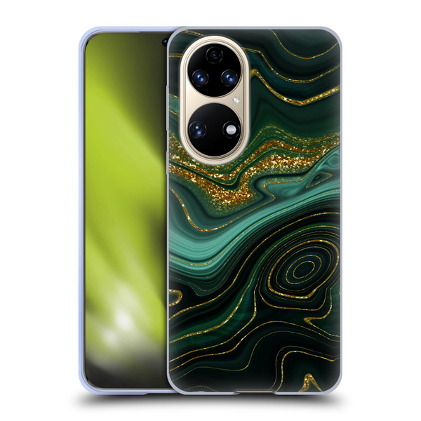 UtArt Malachite Emerald Gilded Teal Soft Gel Case for Huawei P50