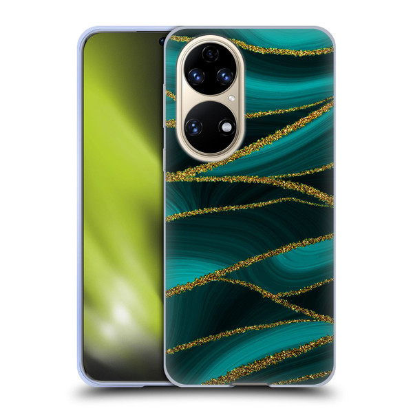 UtArt Malachite Emerald Turquoise Shimmers Soft Gel Case for Huawei P50