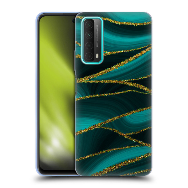 UtArt Malachite Emerald Turquoise Shimmers Soft Gel Case for Huawei P Smart (2021)
