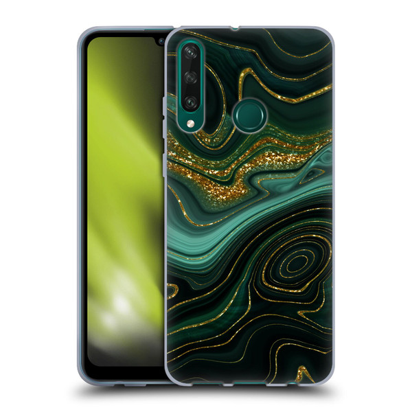 UtArt Malachite Emerald Gilded Teal Soft Gel Case for Huawei Y6p