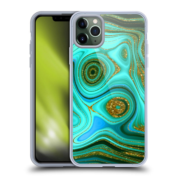UtArt Malachite Emerald Liquid Gem Soft Gel Case for Apple iPhone 11 Pro Max