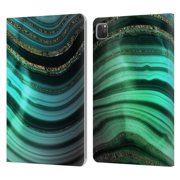 UtArt Malachite Emerald Glitter Gradient Leather Book Wallet Case Cover For Apple iPad Pro 11 2020 / 2021 / 2022