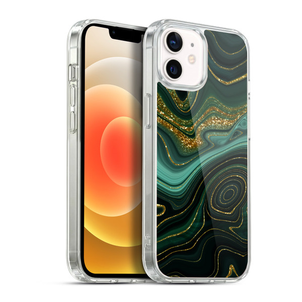 UtArt Malachite Emerald Gilded Teal Soft Gel Case for Apple iPhone 12 / iPhone 12 Pro & MagSafe