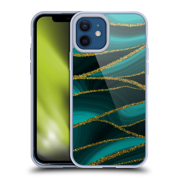 UtArt Malachite Emerald Turquoise Shimmers Soft Gel Case for Apple iPhone 12 / iPhone 12 Pro
