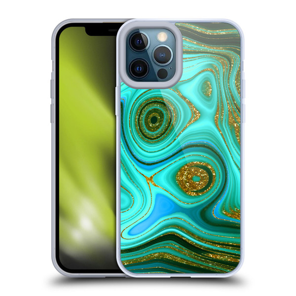 UtArt Malachite Emerald Liquid Gem Soft Gel Case for Apple iPhone 12 Pro Max
