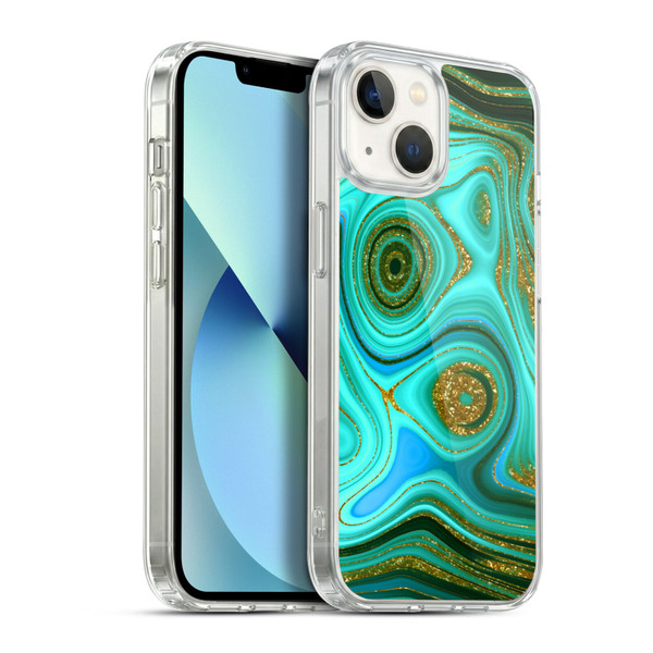 UtArt Malachite Emerald Liquid Gem Soft Gel Case for Apple iPhone 13