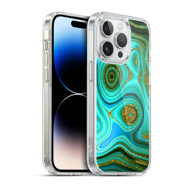 UtArt Malachite Emerald Liquid Gem Soft Gel Case for Apple iPhone 13 Pro & MagSafe