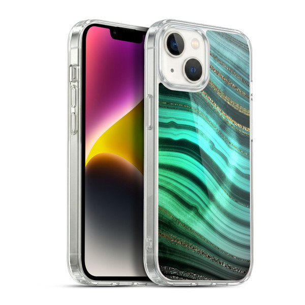 UtArt Malachite Emerald Glitter Gradient Soft Gel Case for Apple iPhone 14