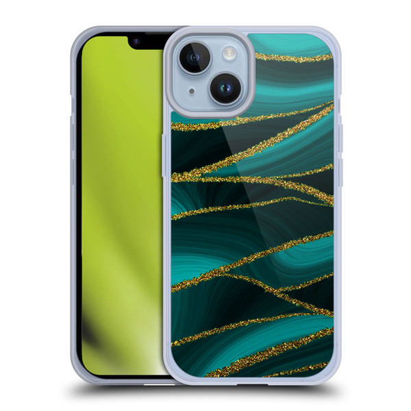 UtArt Malachite Emerald Turquoise Shimmers Soft Gel Case for Apple iPhone 14