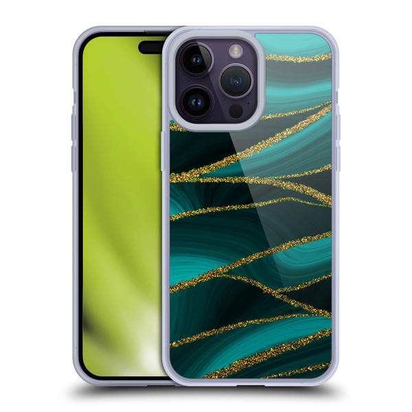 UtArt Malachite Emerald Turquoise Shimmers Soft Gel Case for Apple iPhone 14 Pro Max