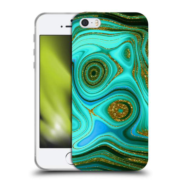 UtArt Malachite Emerald Liquid Gem Soft Gel Case for Apple iPhone 5 / 5s / iPhone SE 2016