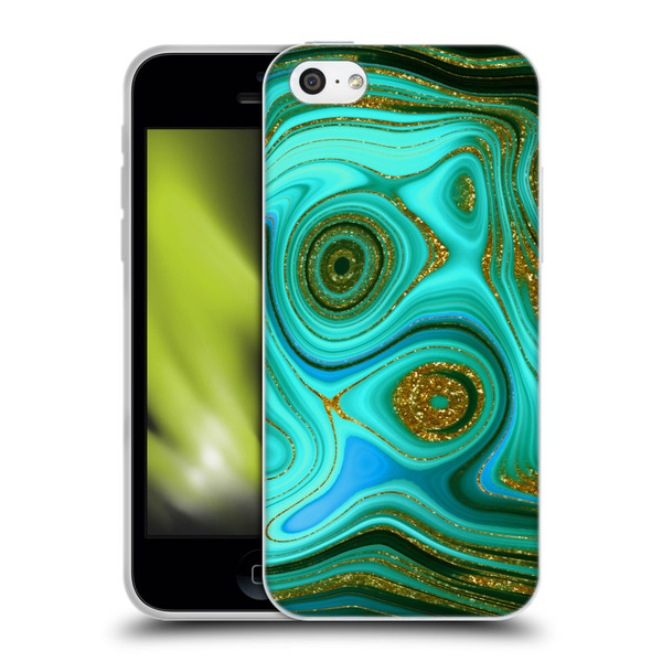UtArt Malachite Emerald Liquid Gem Soft Gel Case for Apple iPhone 5c