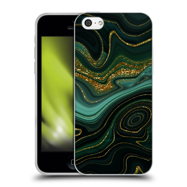 UtArt Malachite Emerald Gilded Teal Soft Gel Case for Apple iPhone 5c