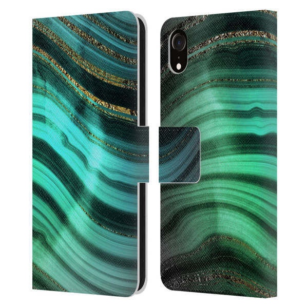 UtArt Malachite Emerald Glitter Gradient Leather Book Wallet Case Cover For Apple iPhone XR