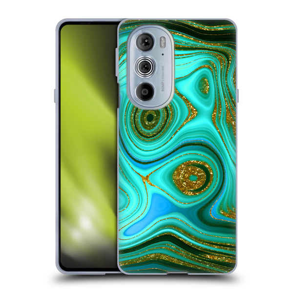 UtArt Malachite Emerald Liquid Gem Soft Gel Case for Motorola Edge X30