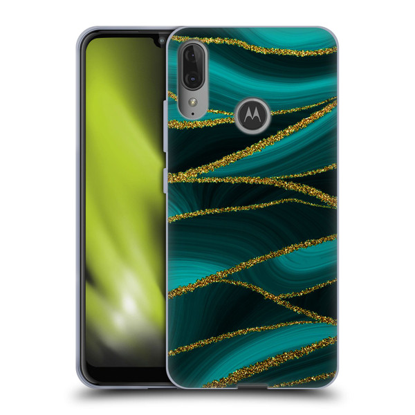 UtArt Malachite Emerald Turquoise Shimmers Soft Gel Case for Motorola Moto E6 Plus